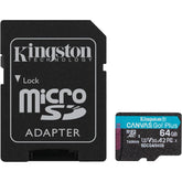 Kingston Canvas Go Plus 64GB microSD Card | Up to 200MB/s | Class 10, UHS-I, U3, V30, A2 | SDCG4/64GB | SDCG4/64GB |